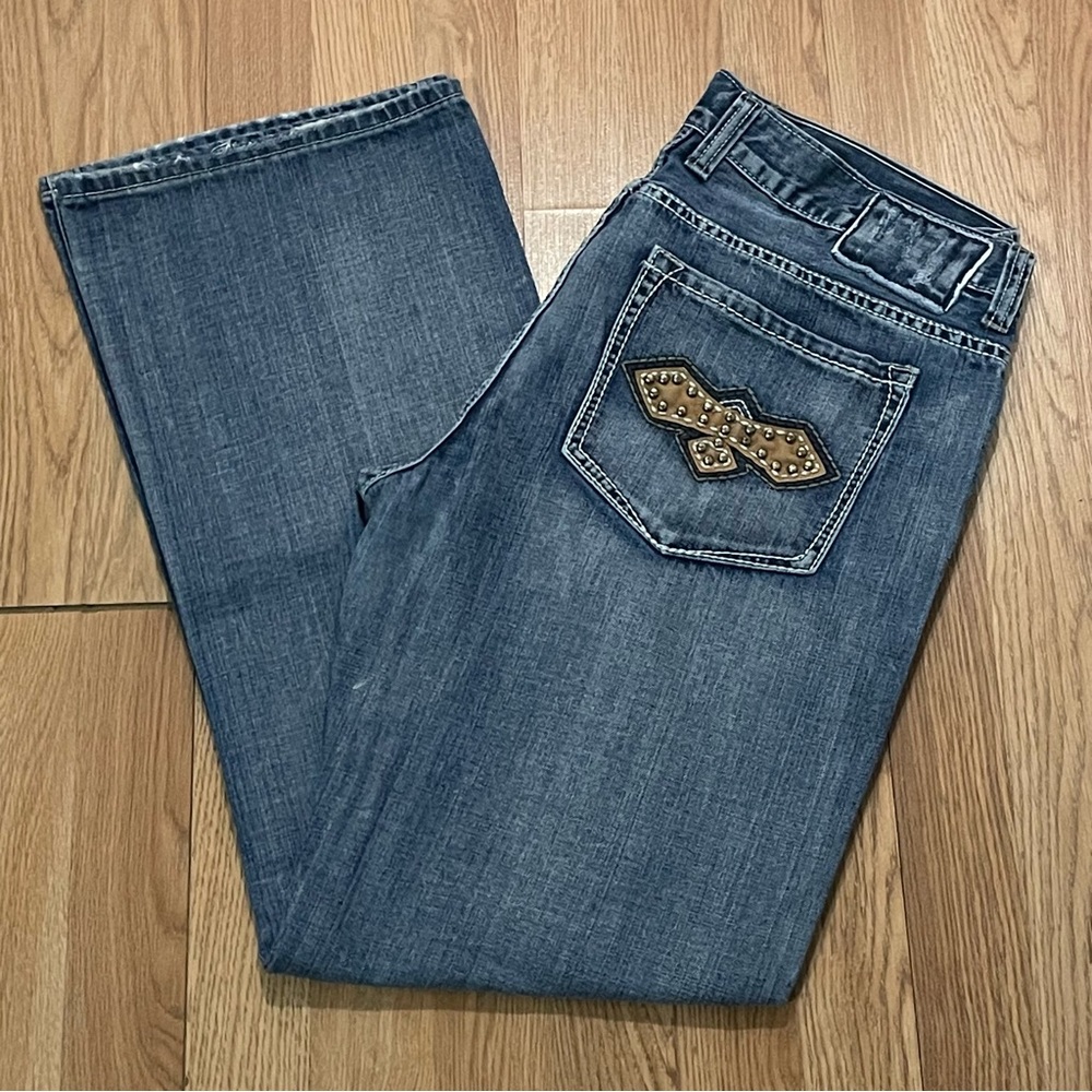 Helix Jeans Men’s 36x32 Relaxed Boot Cut Medium Blue Wash Denim Y2K Mid-Rise